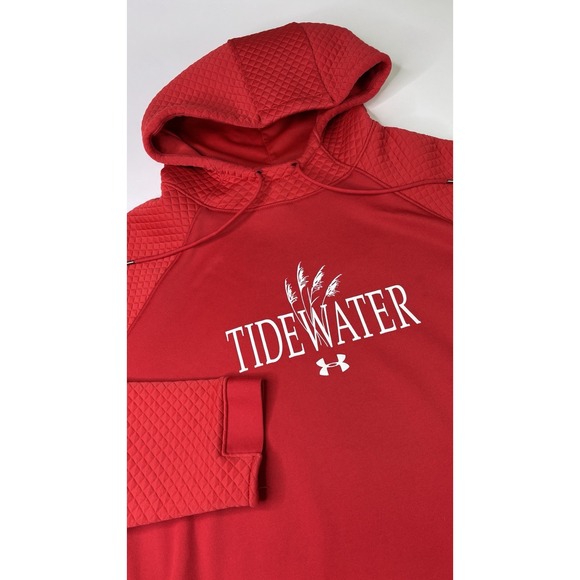 Under Armour Tops - Under Armour Womens Coldgear Hoodie XL Red Quilted Pullover Storm Tidewater